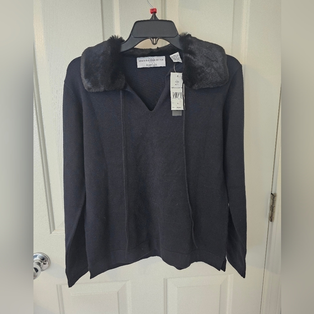 Marisa Christina Perisian NWT Removable Faux Fur Sweater Size S - Picture 1 of 7
